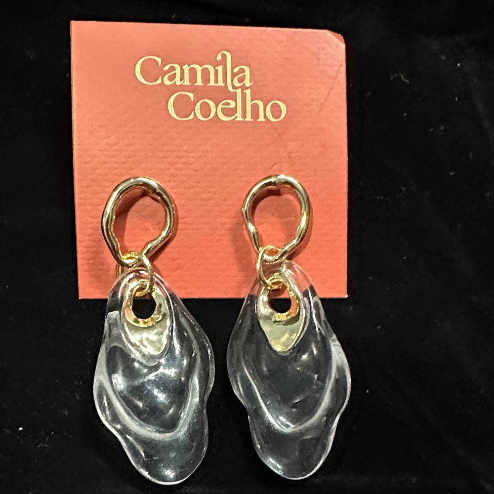 Camila Coelho Gold and Transparent Earrings